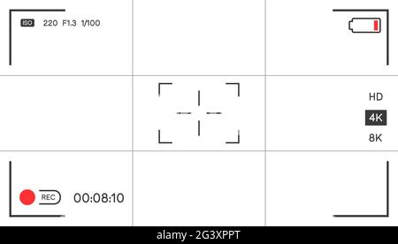 Focus on camera screen, display with settings Stock Vector