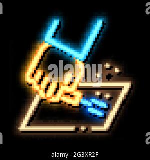 leatherworker sewing machine neon glow icon illustration Stock Vector