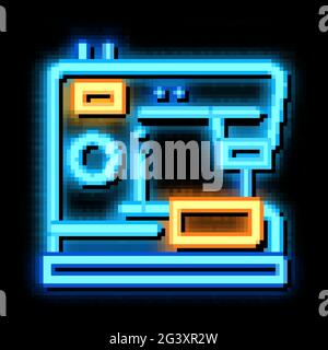 sewing machine neon glow icon illustration Stock Vector