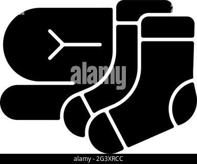 Socks and blanket black glyph icon Stock Vector