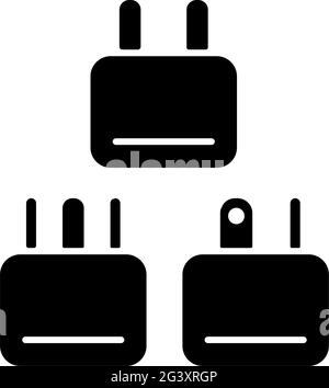 Travel adapter black glyph icon Stock Vector