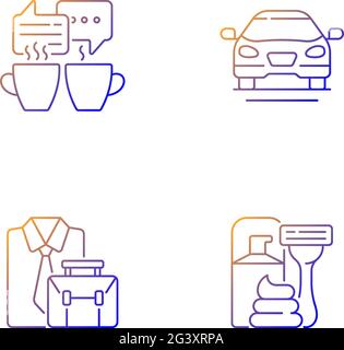 Daily activities gradient linear vector icons set Stock Vector