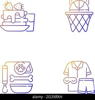 Daily student routine gradient linear vector icons set Stock Vector