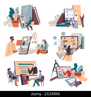 Education and work online, classes via internet Stock Vector