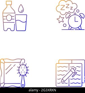 Daily schedule and routine gradient linear vector icons set Stock Vector