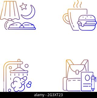 Everyday schedule and routine gradient linear vector icons set Stock Vector