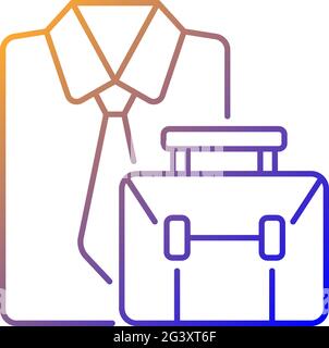 Formal clothing and briefcase gradient linear vector icon Stock Vector