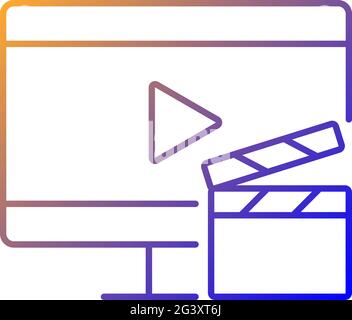 Watching TV gradient linear vector icon Stock Vector
