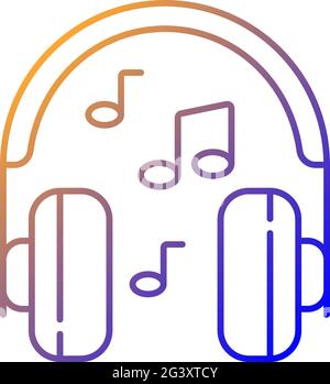 Listening to music gradient linear vector icon Stock Vector