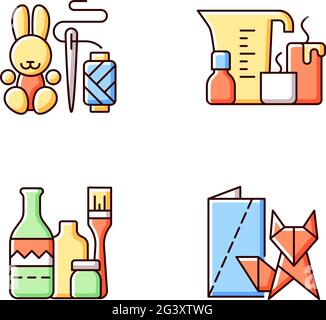 Trendy crafts RGB color icons set Stock Vector