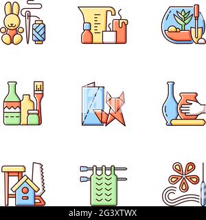 Trendy arts RGB color icons set Stock Vector