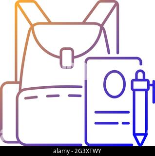 Backpack gradient linear vector icon Stock Vector