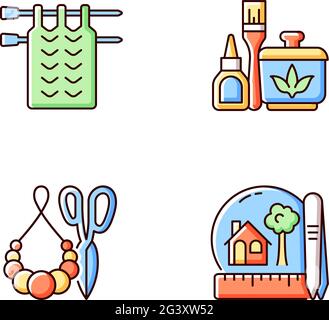 Creative crafts RGB color icons set Stock Vector