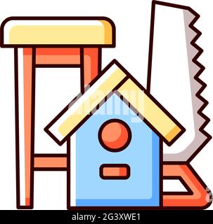 Woodworking RGB color icon Stock Vector