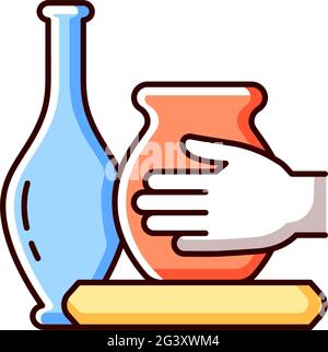 Handmade pottery RGB color icon Stock Vector