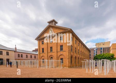 Sydney's Hyde Park Barracks was designed by Francis Greenway under Governor Macquarie in 1819 and was built by and originally housed convicts. Stock Photo