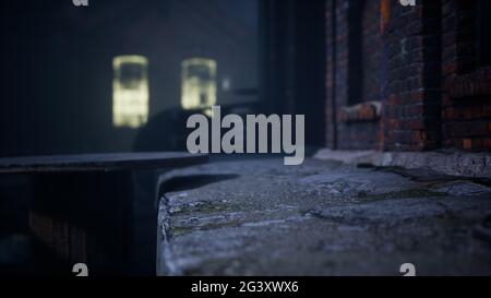 Ruins of a very heavily polluted industrial factory Stock Photo