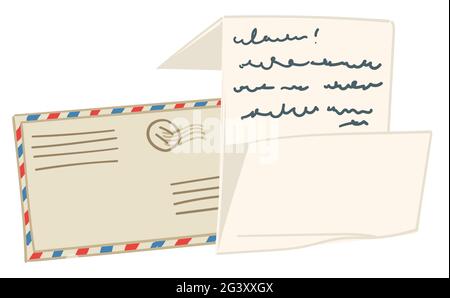 Vintage letter with handwritten message on paper Stock Vector