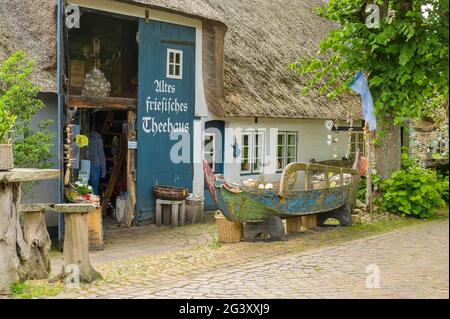 Old Frisian tea house, Nieblum, Föhr Island, North Frisia, Germany Stock Photo