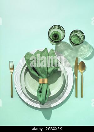 Saint Patricks day table setting background Stock Photo