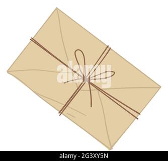 Mail letter sealed with thread, correspondence Stock Vector