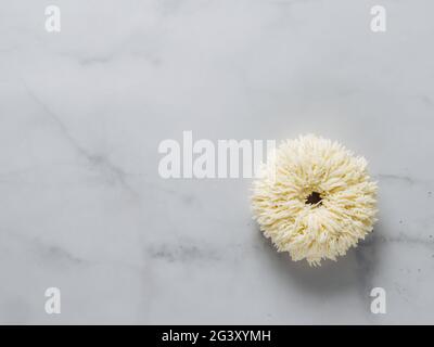Shag donut on marble background, copy space Stock Photo