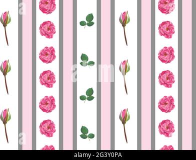 Roses or peonies blooming, wallpapers pattern Stock Vector