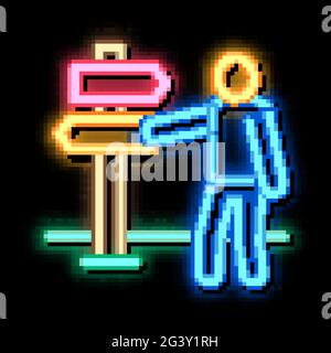 human direction pillar neon glow icon illustration Stock Vector