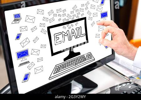 Email concept shown on a computer screen Stock Photo