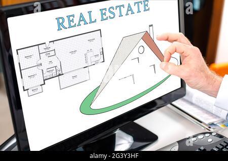 Real estate concept shown on a computer screen Stock Photo