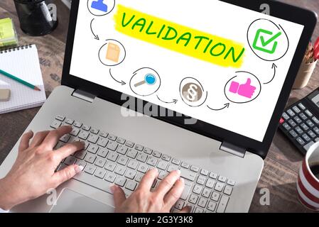 Validation concept shown on a laptop screen Stock Photo