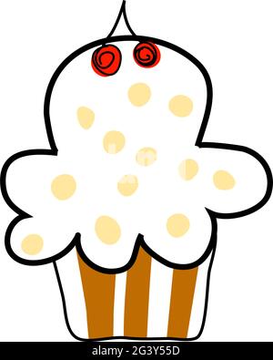 Doodle sketch cake with color fill. Simple design suitable for making greeting cards. Vector illustration. Stock Vector