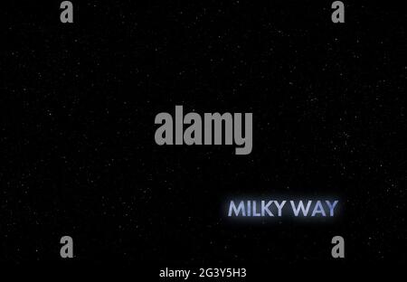 a simple abstract milky way galaxy title text, stars in outer space. elements of this image furnished by nasa Stock Photo
