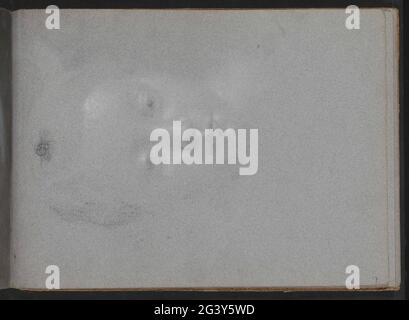 Abkatsch of the chalk drawing on leaf 16 verso. Leaf 17 Recto from a sketchbook with 24 sheets. Stock Photo