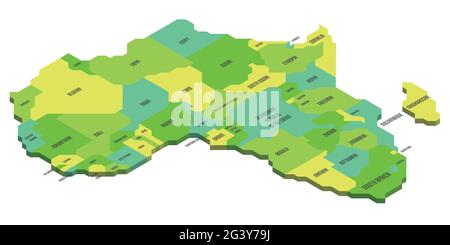 Isometric political map of Africa Stock Vector