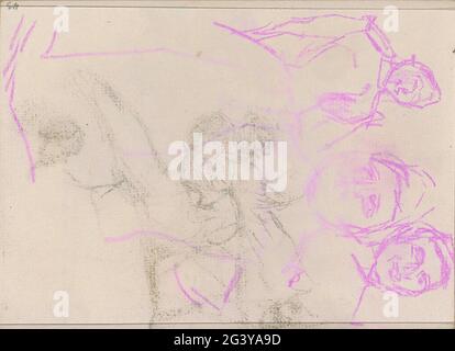 Figure studies. Probably standing women. Leaf 10 Verso from sketchbook LVI with 26 sheets. Stock Photo