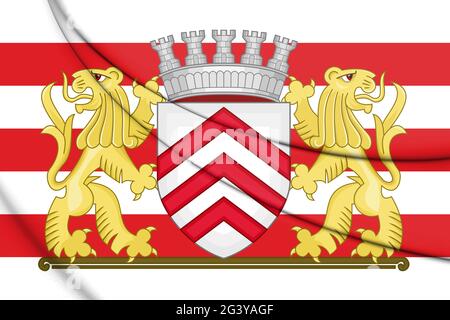 3D Flag of Lier (Antwerp), Belgium. 3D Illustration. Stock Photo