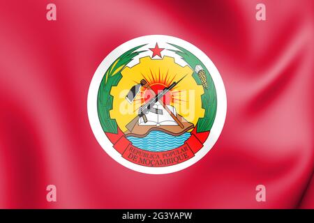 3D Presidential Standard of Mozambique (1975-1982). 3D Illustration. Stock Photo