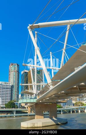 Kurilpa bridge, footbridge crossing the Brisbane River, Brisbane, Queensland Australia Stock Photo