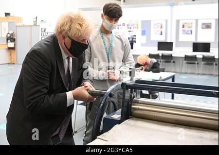 Prime Minister Boris Johnson works the 