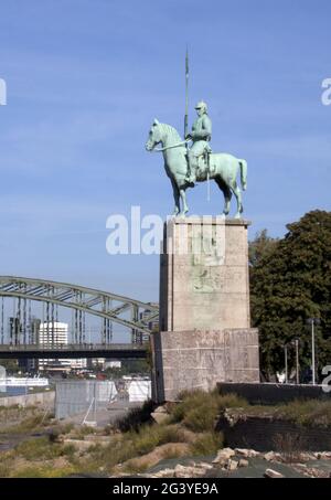 Equestrian Statue, Cuirassier Monument, Cologne-Deutz, NRW, Rhineland Stock Photo