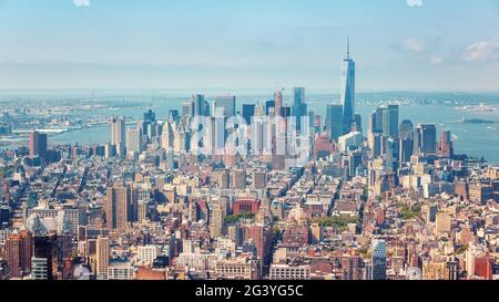 An image of a New York City Manhatten aerial view Stock Photo - Alamy