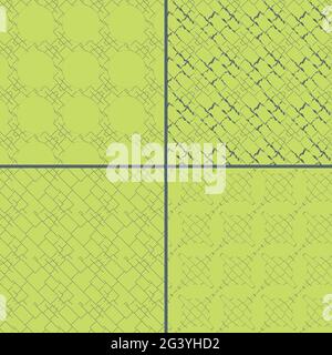 Seamless Abstract Simple Pattern. Scalable Doodle Style Geometric Pattern. Set of 4 Different Patterns made from Rectangles of Different Sizes. Neon G Stock Vector