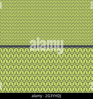 Seamless Abstract Simple Pattern. Scalable 3D Style Geometric Pattern. Set of 2 Different Modern Patterns made from Cubes of Different Sizes. Neon Gre Stock Vector