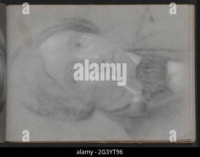 Abklatsch of the chalk drawing on leaf 15 verso. Leaf 16 Recto from a sketchbook with 24 sheets. Stock Photo