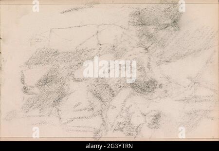 Abkatensch of the chalk drawing on leaf 2 verso. Leaf 3 Recto from sketchbook Li with 11 sheets. Stock Photo