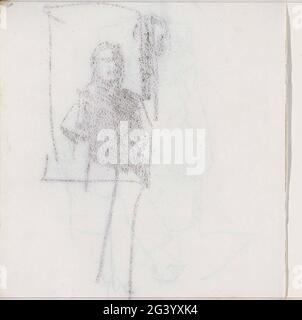 Abklatch of the chalk drawing on leaf 11 recto. Leaf 10 Verso from sketchbook IX with 28 sheets. Stock Photo