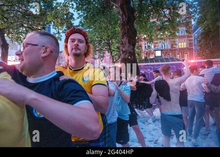 Scottish Fans & The Tartan Army came down to London to support their National Team against their match with England on Friday Stock Photo