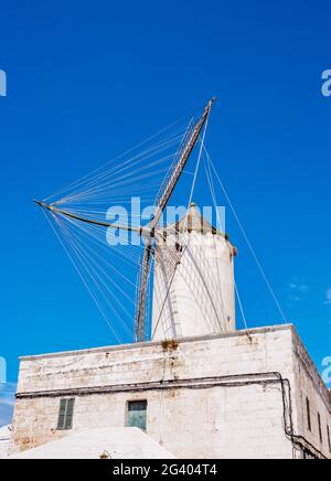 Moli des Comte, old windmill, Ciutadella, Menorca or Minorca, Balearic Islands, Spain Stock Photo