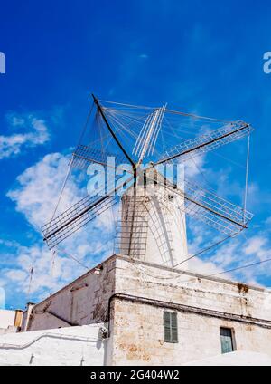 Moli des Comte, old windmill, Ciutadella, Menorca or Minorca, Balearic Islands, Spain Stock Photo